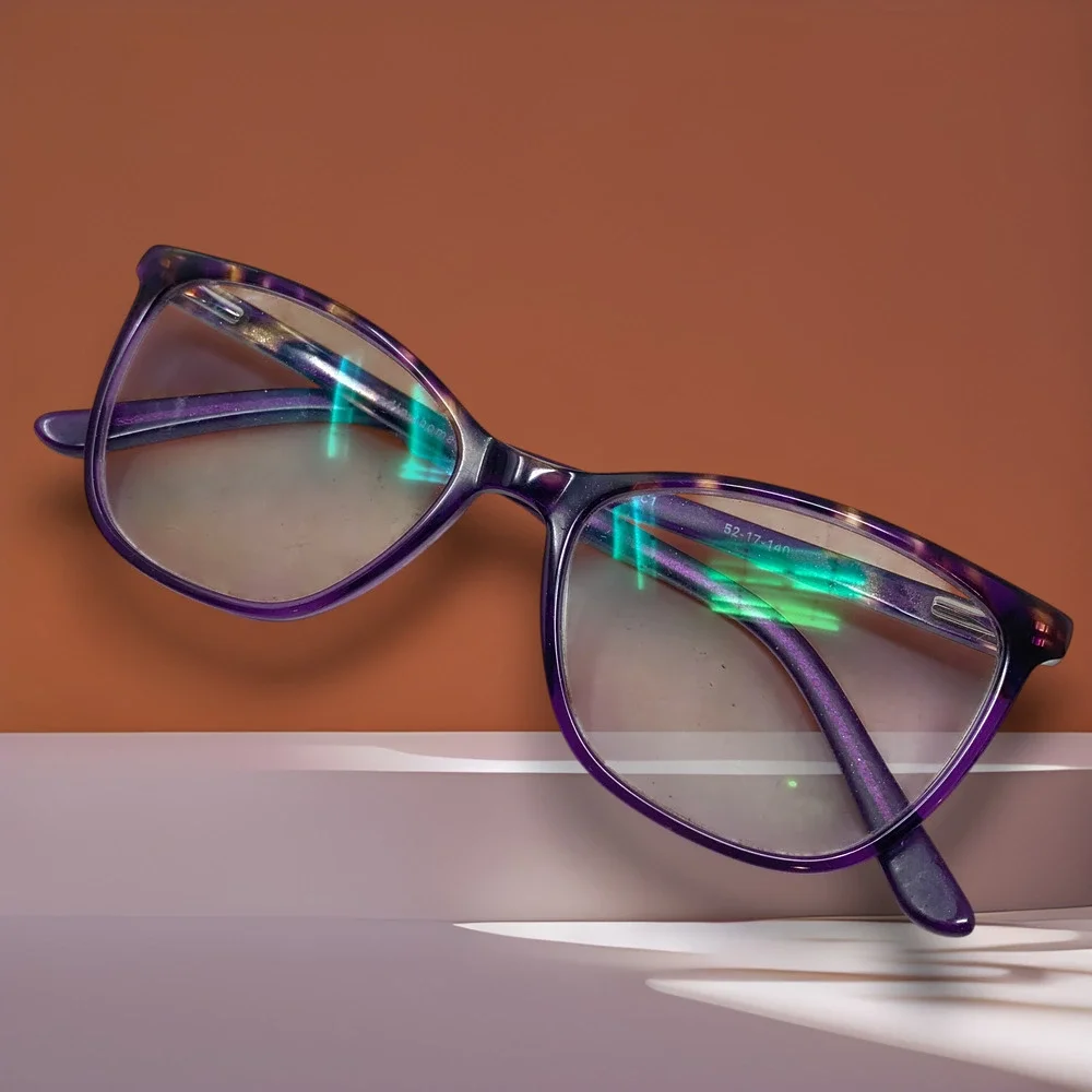 Adin Thomas Eyeglasses Frames Only Purple Havana Full Rim AT-414 C1 52-17-140mm